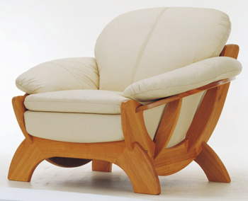 European light-colored leather sofa -1